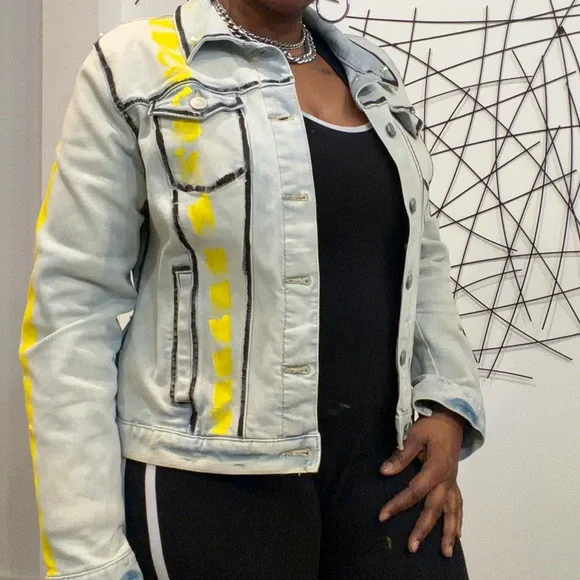 Custom Steelers Women's Embellished Denim Jacket - Picture 4 of 6